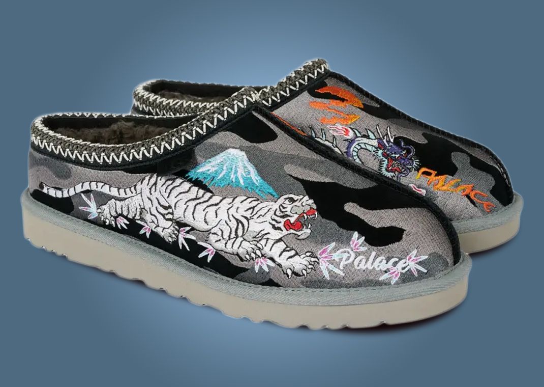 Palace x UGG Tasman Slipper Black Camo Angle