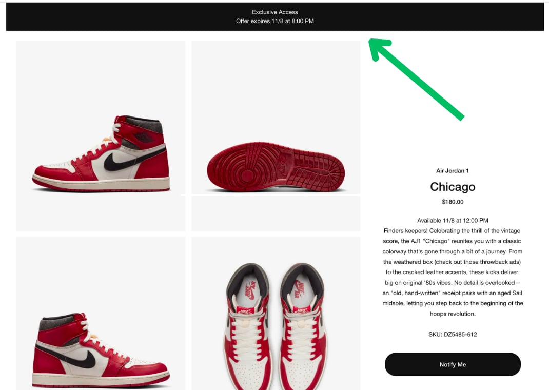 Nike SNKRS Exclusive Access Example