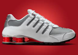 Nike Shox NZ White Sport Red Metallic Silver - Medial