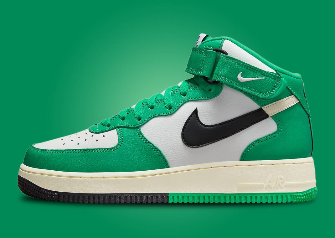 green and white high top air force ones