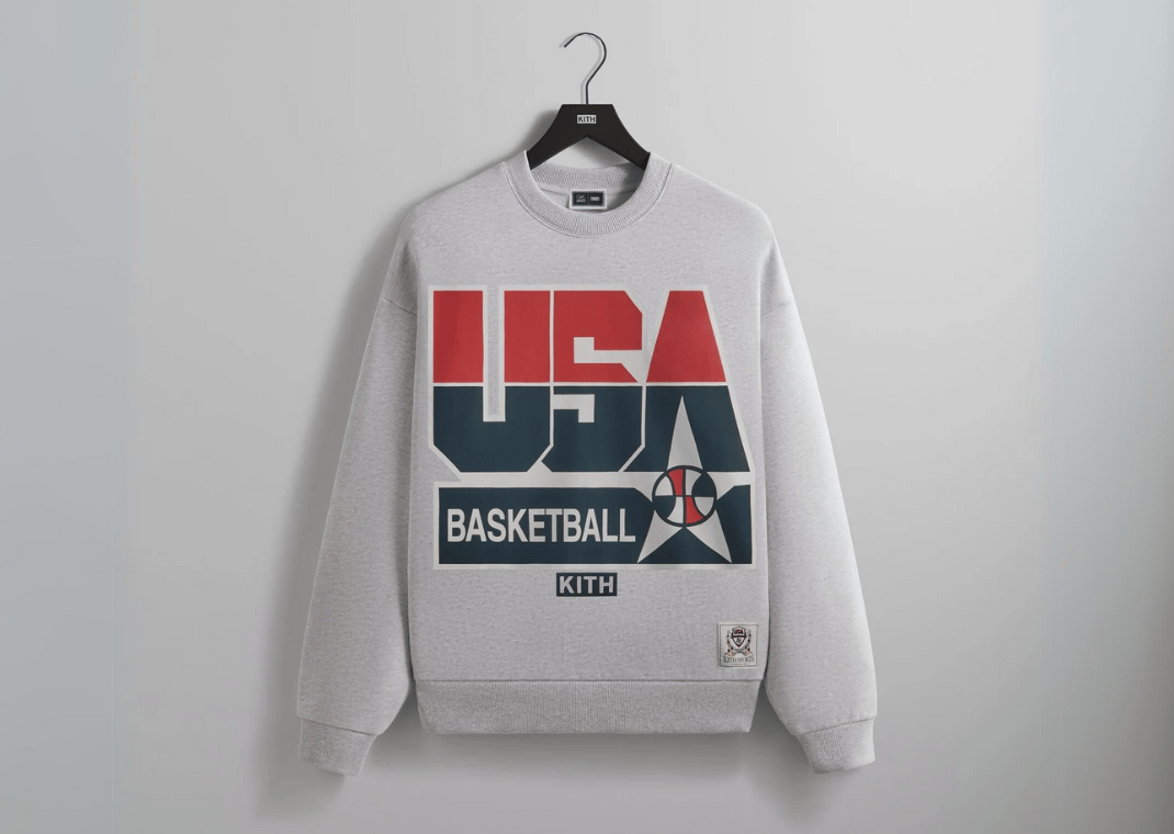 Kith for USA Basketball Legend Vintage Nelson Crewneck Light Heather Grey