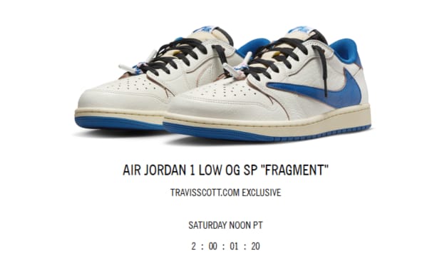 Travis Scott’s fragment design x Air Jordan 1 Low Raffle Goes Live on Saturday