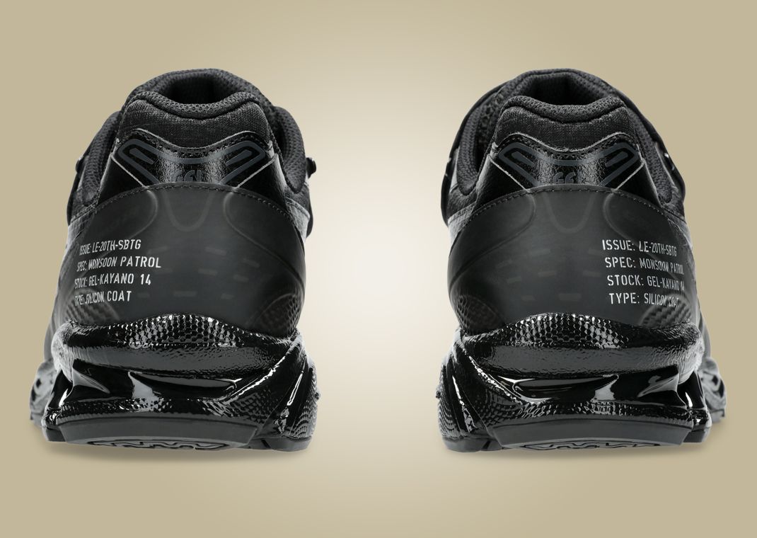 SBTG x Limited Etd x Asics Gel-Kayano 14 Monsoon Patrol Black Heel