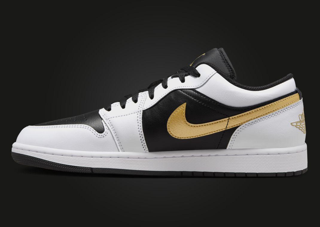 Air Jordan 1 Low White Black Metallic Gold Medial