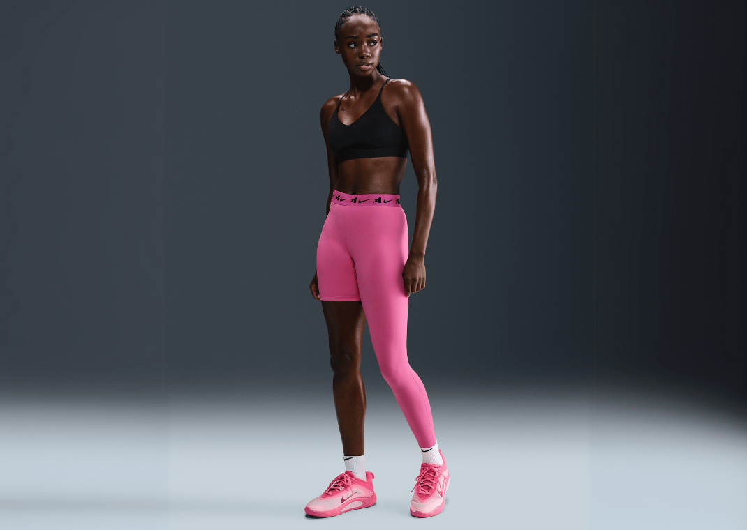 A'ja Wilson Women's A'symmetric Mid-Rise Single-Leg Basketball Leggings Pink