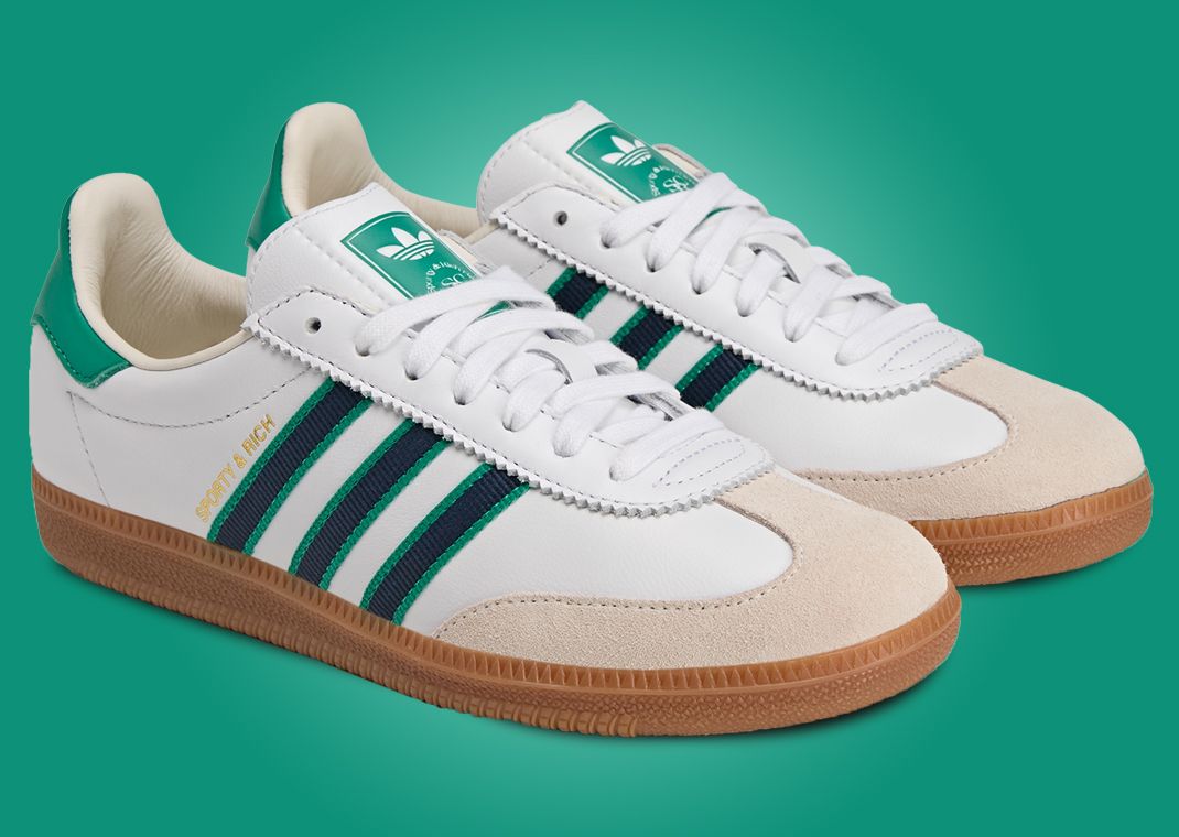 The Sporty & Rich x adidas Samba White Green Gum Releases in