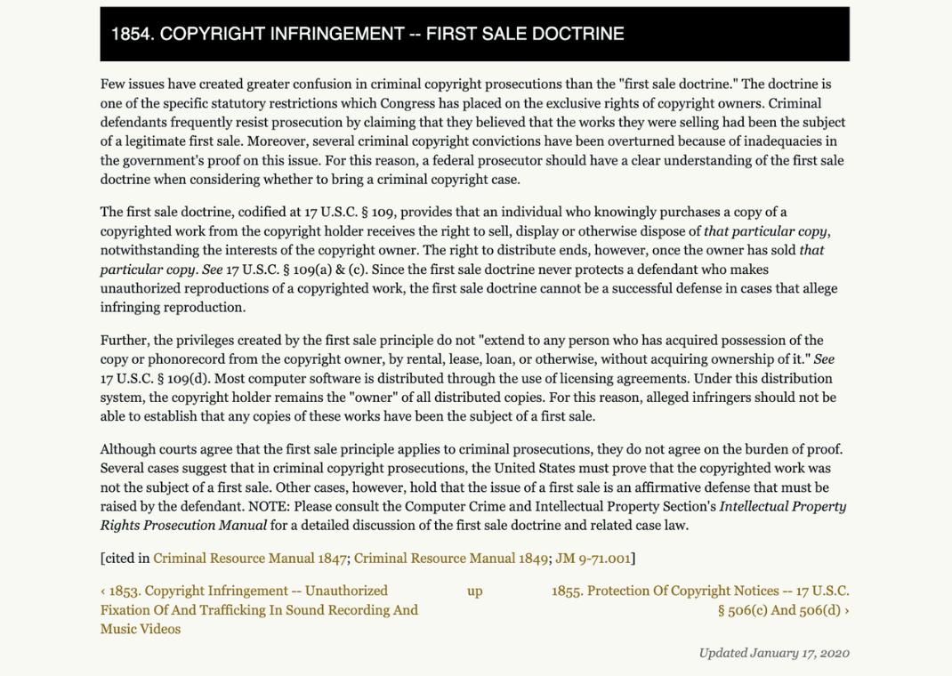 First Sale Doctrine via