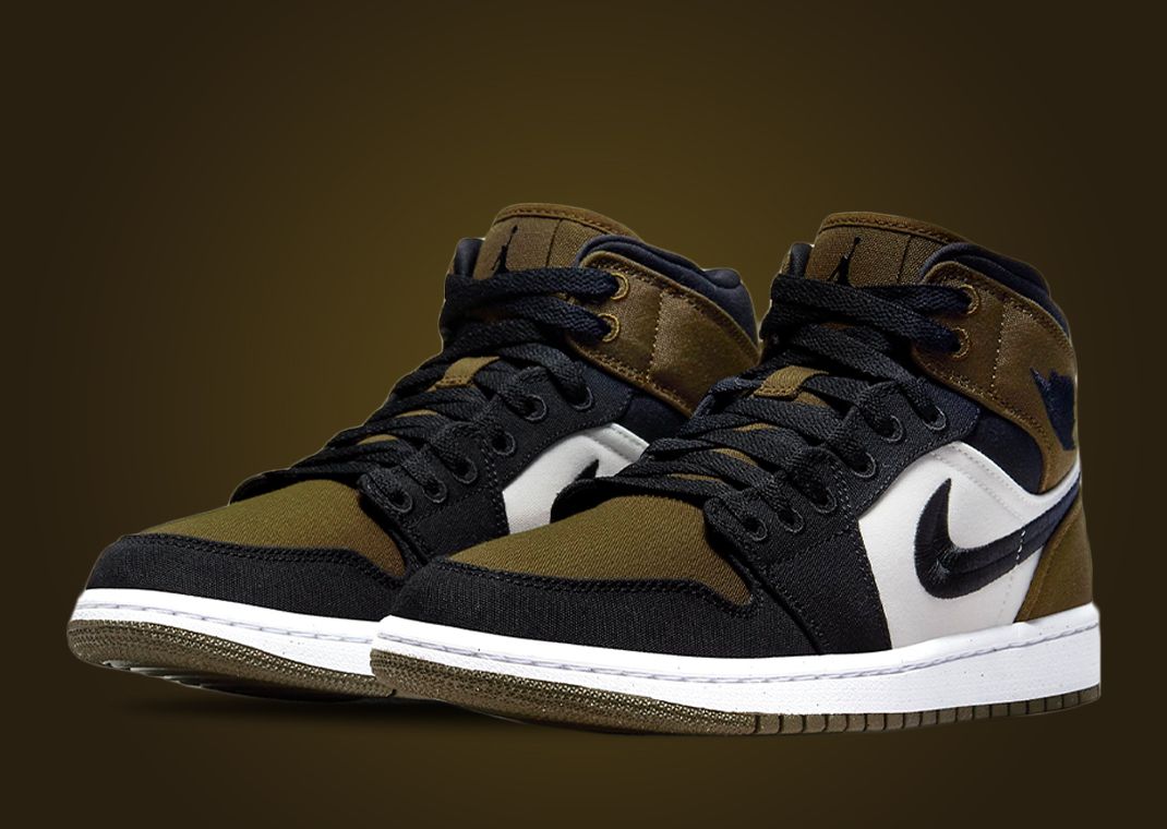 Official Look Air Jordan 1 Mid Olive Toe