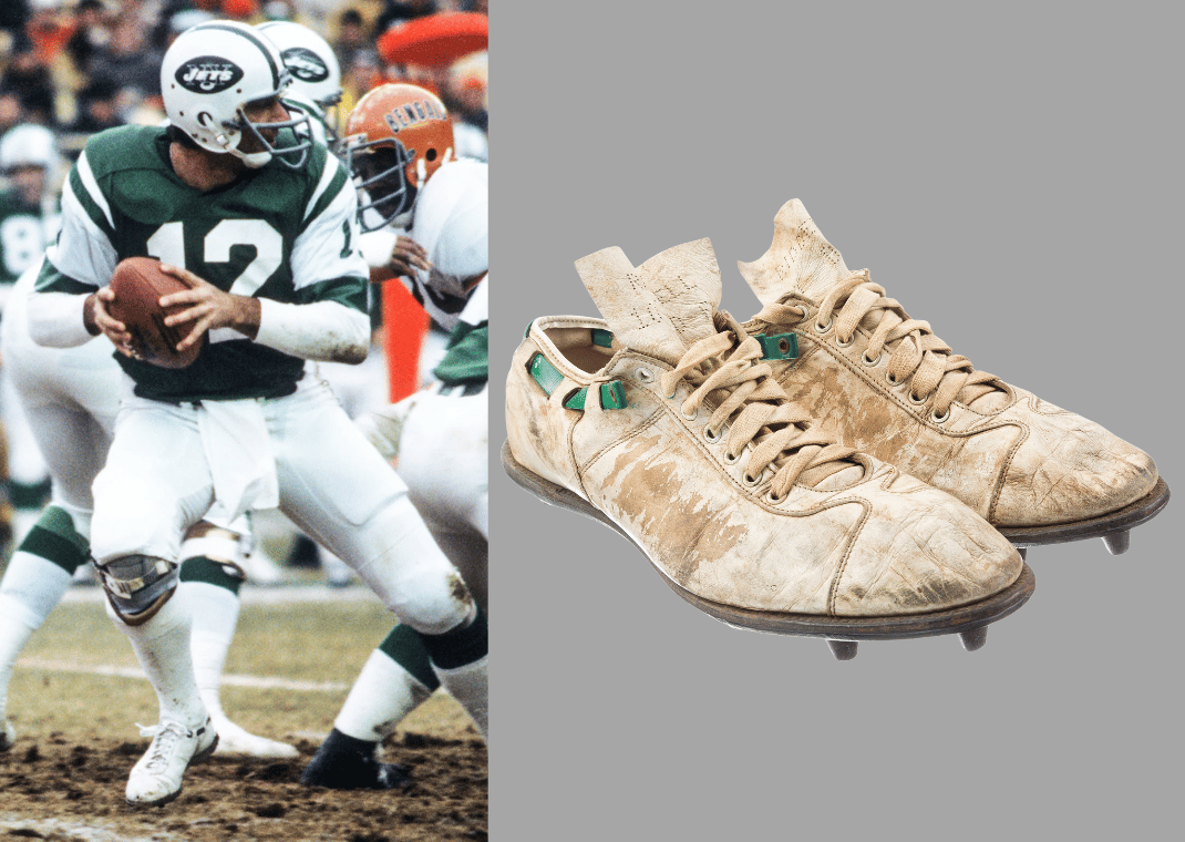 Joe Namath's white Riddell cleats
