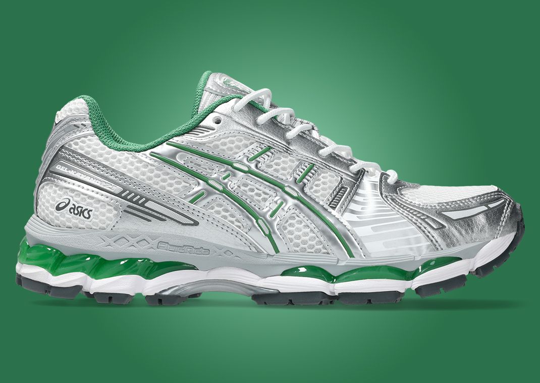 Asics Gel-Kayano 12.1 Metallic Silver Green Lateral