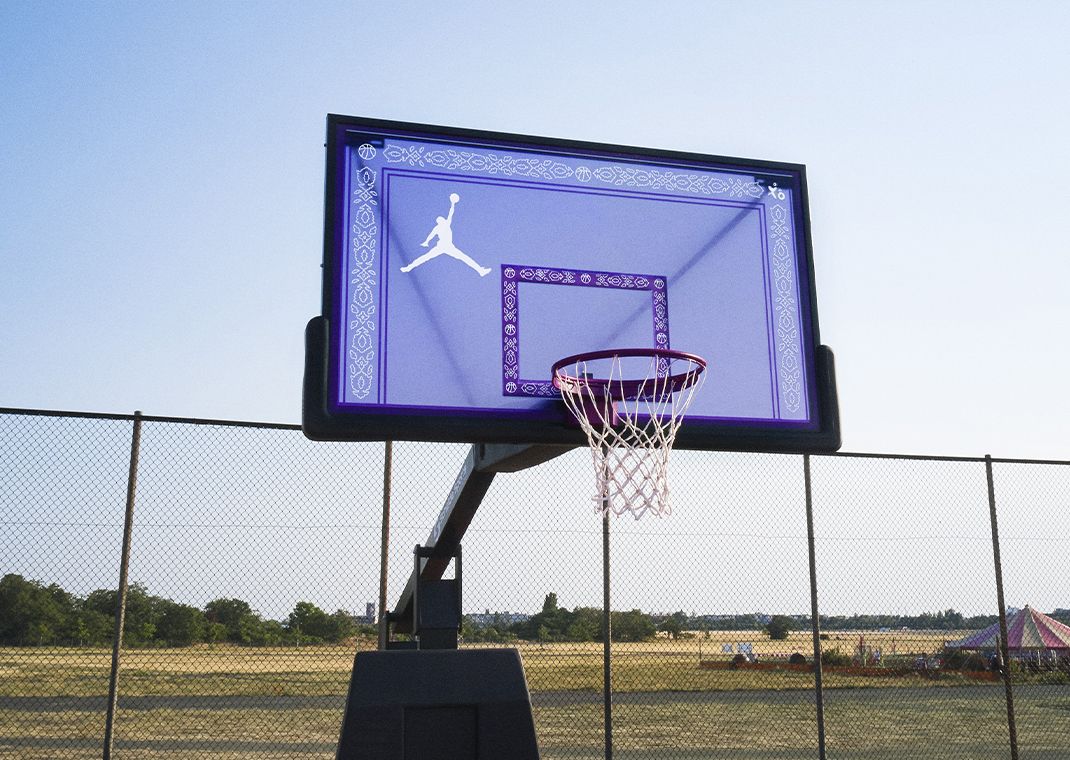 Basketball hoop located at the newly renovated court courtesy of Satou Sabally and Jordan Brand