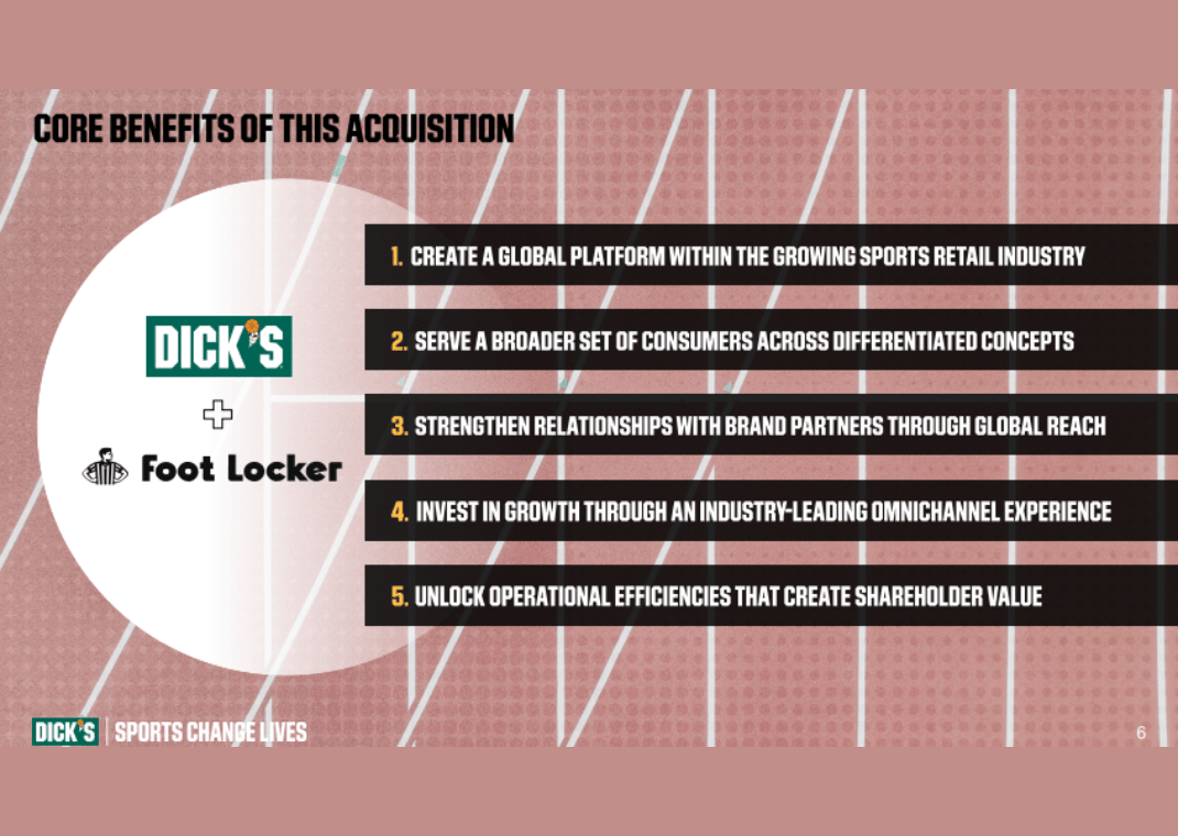 Slide from Dick's Sporting Goods' announcement regarding Foot Locker acquisition