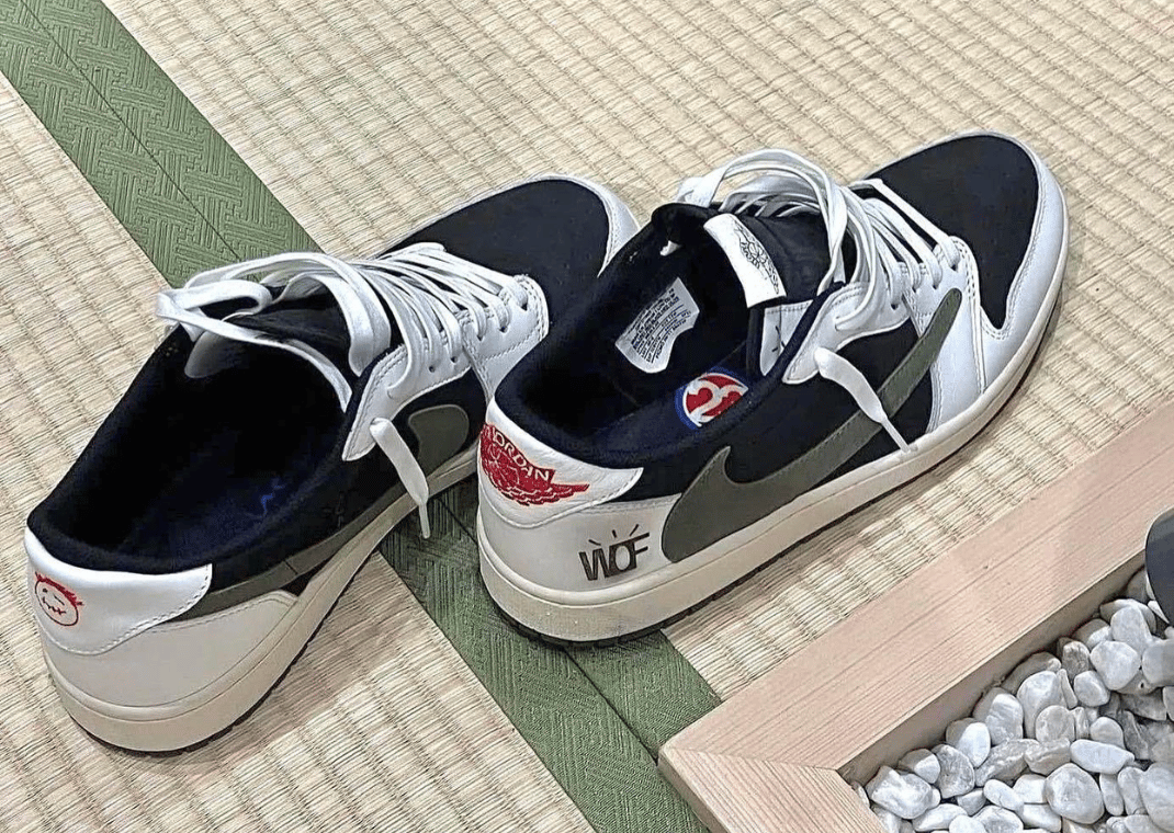 Travis Scott x Air Jordan 1 Retro Low OG "Olive" Utopia Sample (Image via
