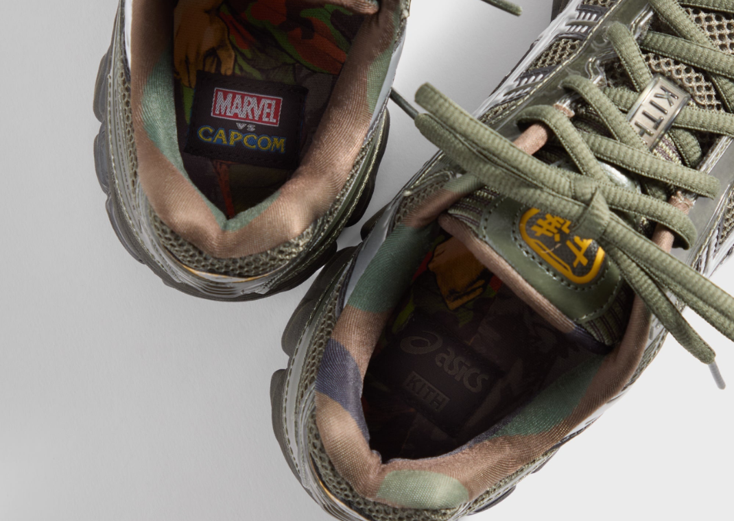 Kith x Marvel vs. Capcom x Asics Gel-Kayano 12.1 Captain America vs. Guile Detail