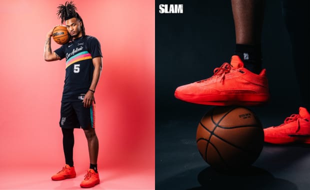 Spurs Guard Steph Castle Shows Off an Air Jordan 40 Infrared PE in Slam Magazine Shoot