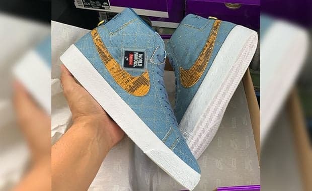 The Supreme x Nike SB Zoom Blazer Mid Appears In Blue Denim