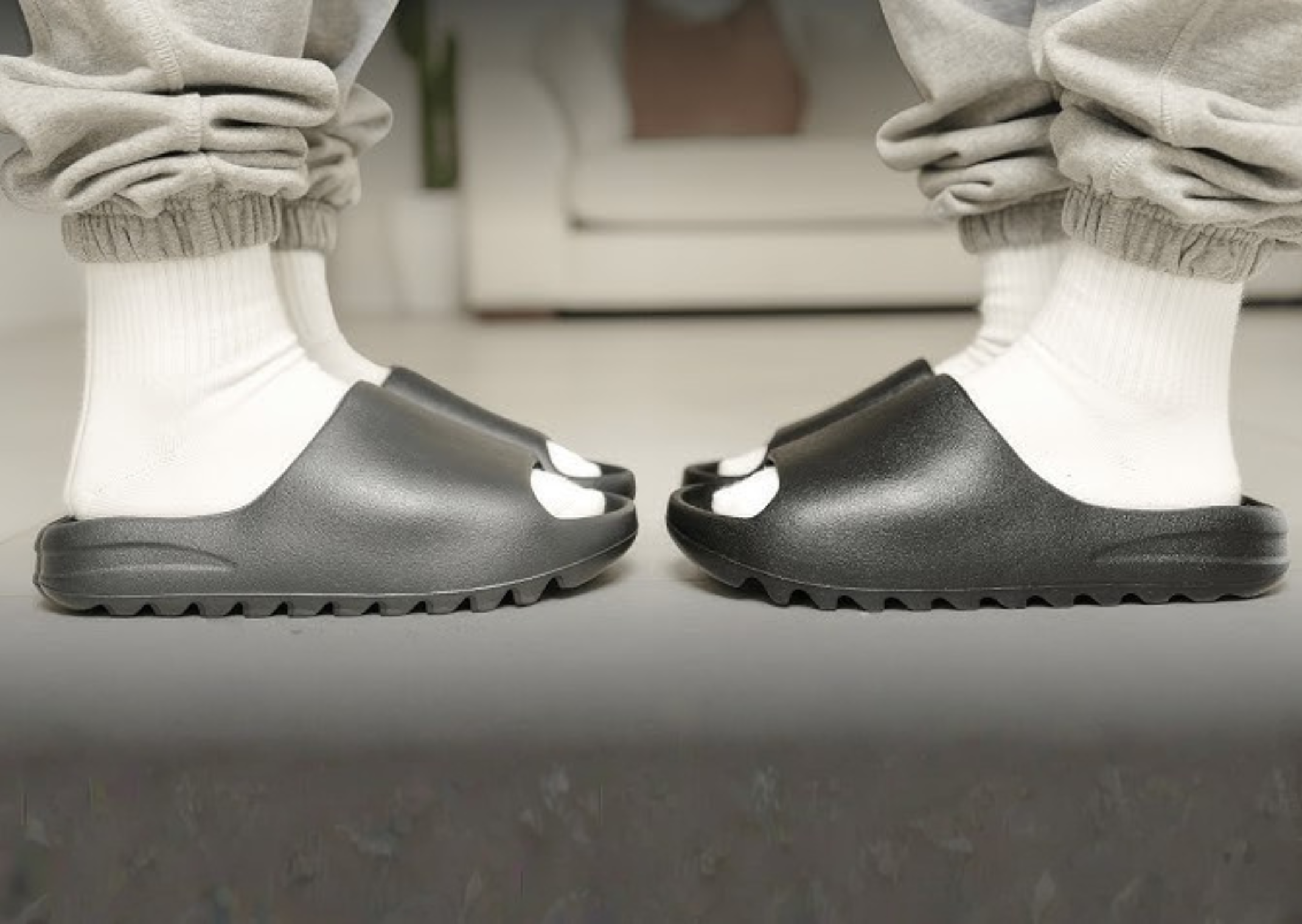 adidas Yeezy Slide (left) vs. Yeezy Slide YS-01 (right)