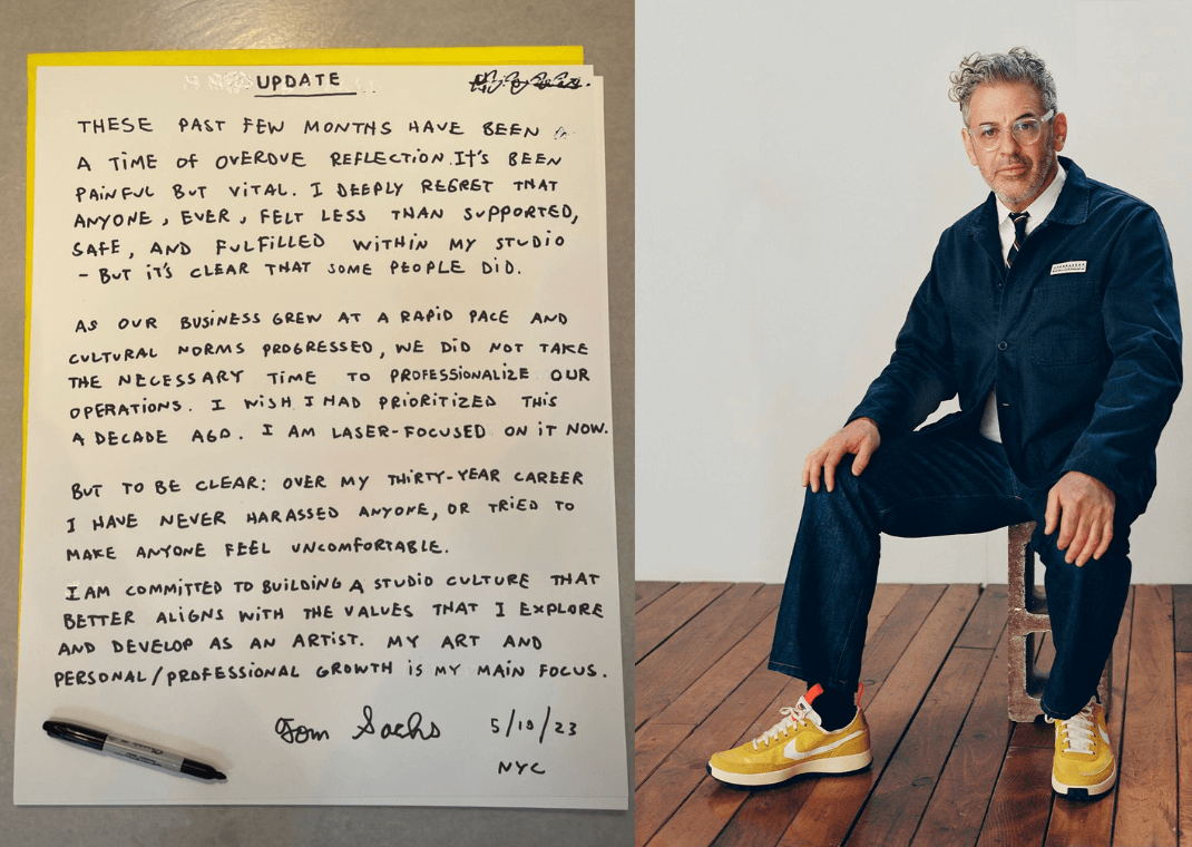 Tom Sachs Statement on Allegations