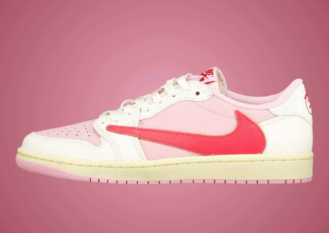 Air Jordan 1 Retro Low OG Travis Scott Sail Tropical Pink - Lateral