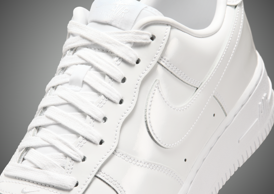 Nike Air Force 1 Low Patent Leather Premium White lace details