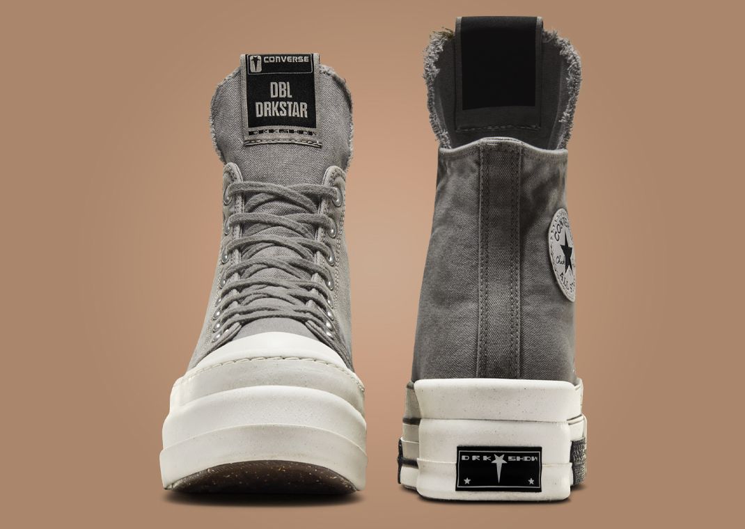 Rick Owens x Converse DBL DRKSTAR Hi Washed Canvas Concrete Toe and Heel
