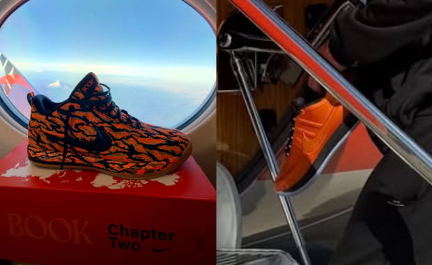Devin Booker Debuts an Orange Tiger Camo and Foamposite-Inspired Nike Book 2 PEs