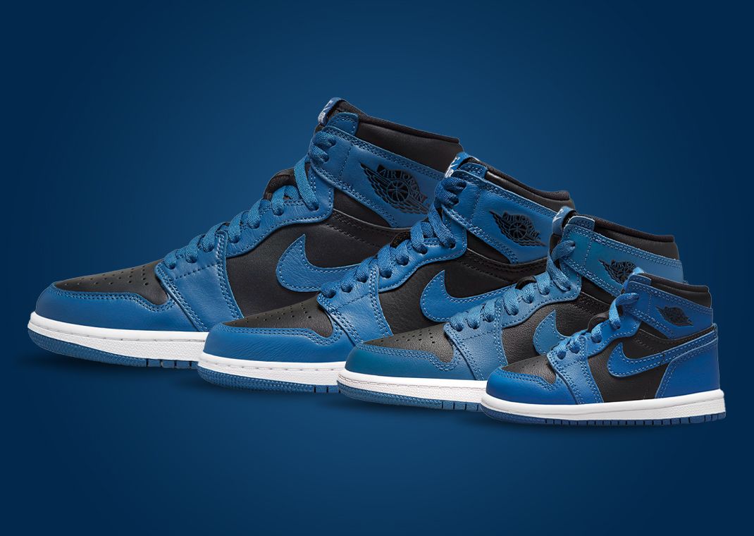 Air Jordan 1 Retro High OG "Dark Marina Blue" full-family size run