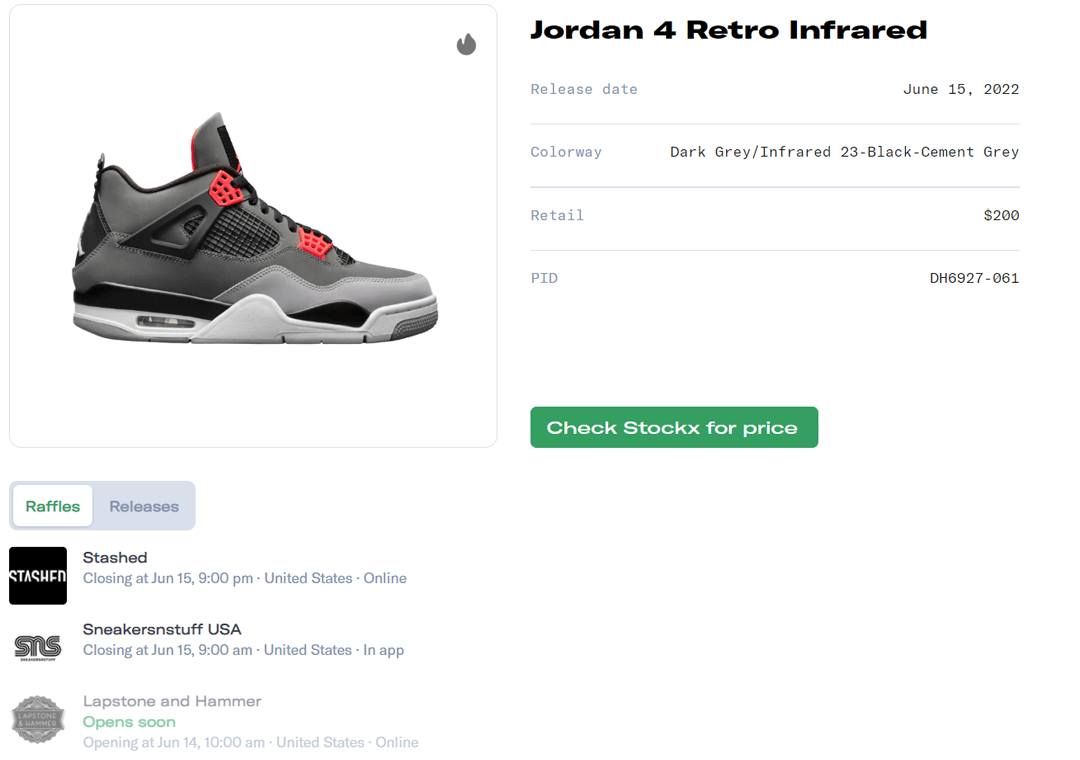 Air Jordan 4 Infrared Raffle Guide