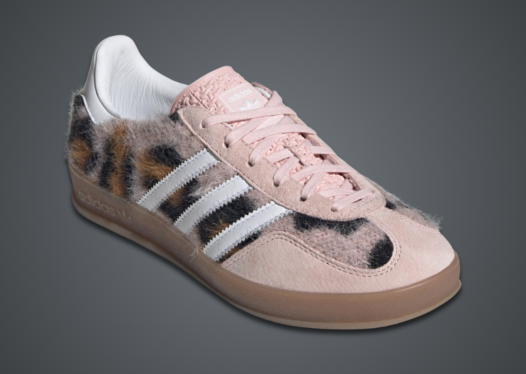 atmos Pink x adidas Gazelle Indoor Trinity Leopard Sand Pink Angle