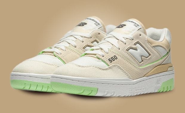 Lime Green Accents Pop On This New Balance 550