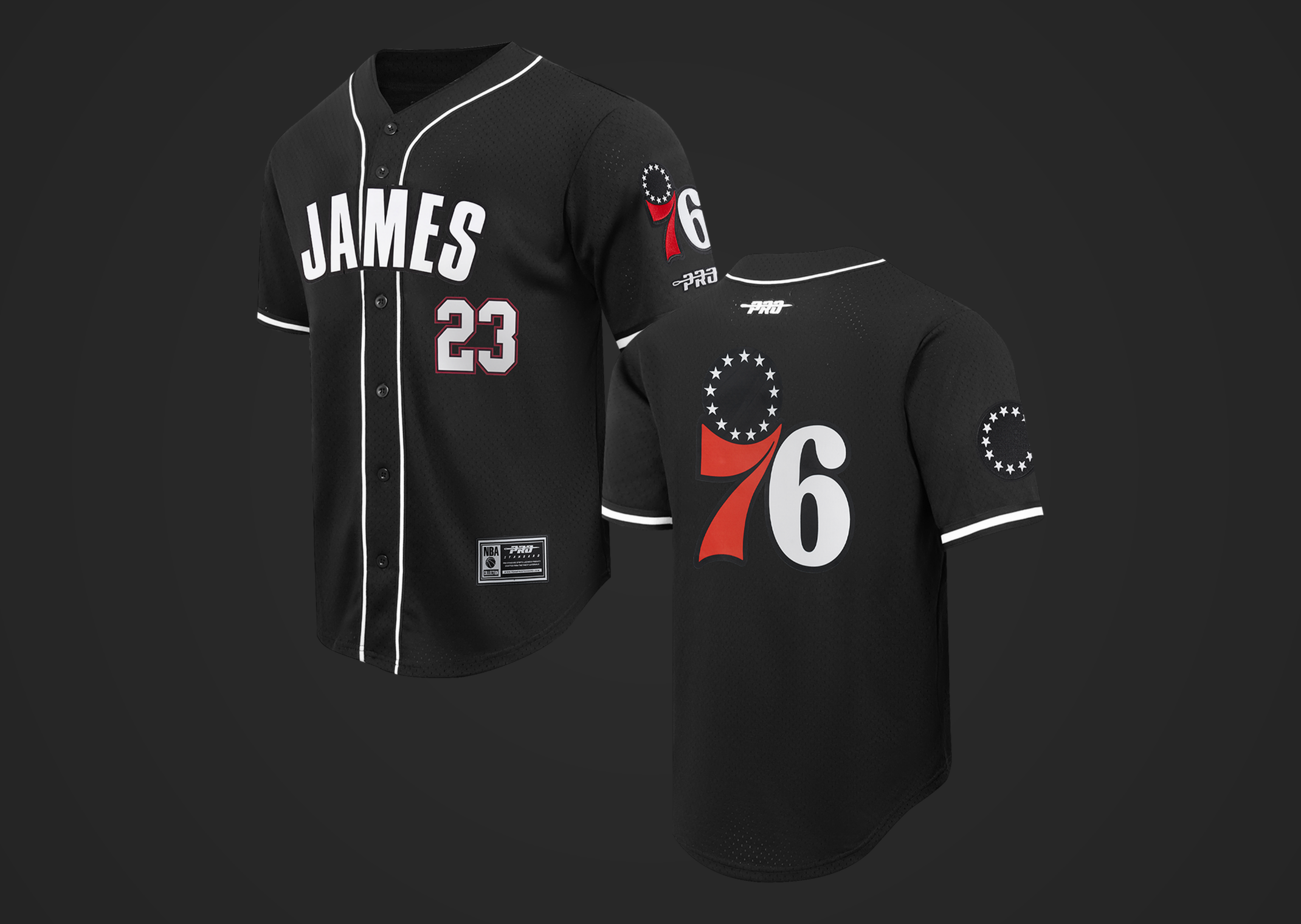 Philadelphia 76ers LeBron James Baseball Jersey Black