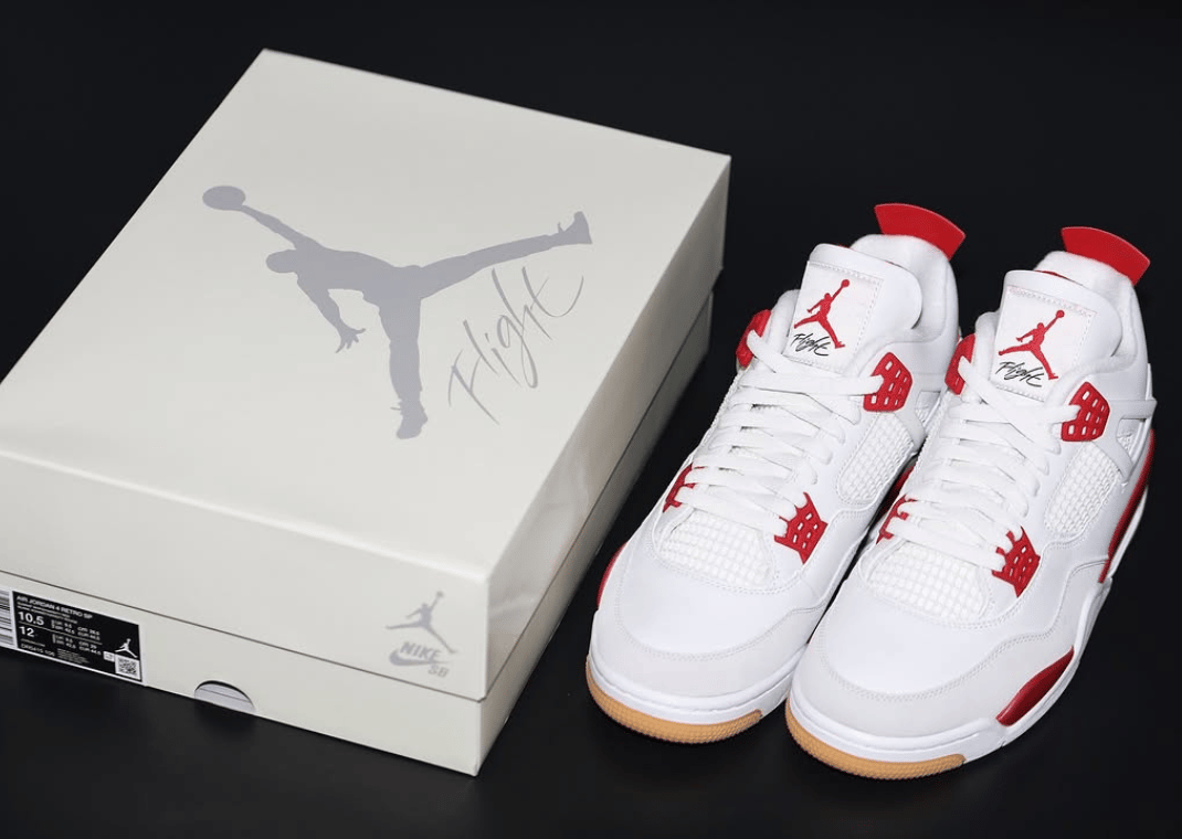 The Nike SB x Air Jordan 4 Summit White Varsity Red is a Friends The Nike SB x Air Jordan 4 Summit White Varsity Red is a Friends