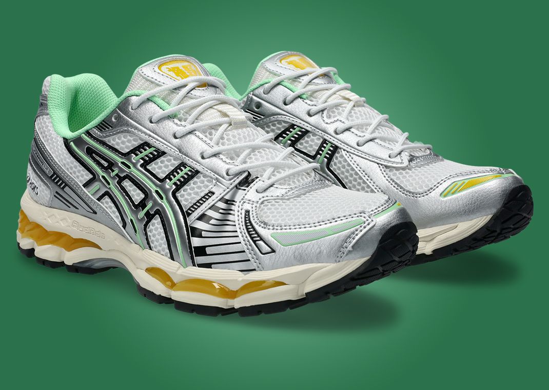 Asics Gel-Kayano 12.1 Metallic Silver Light Green Angle