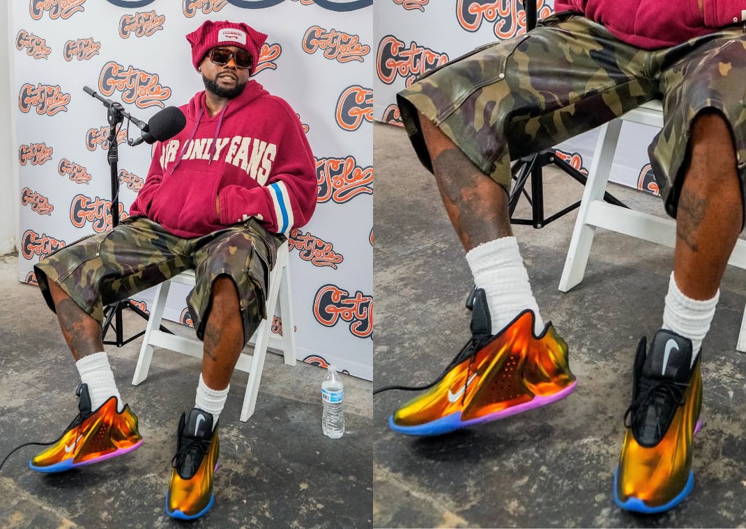 Wale in the Nike GT Future Metallic Orange