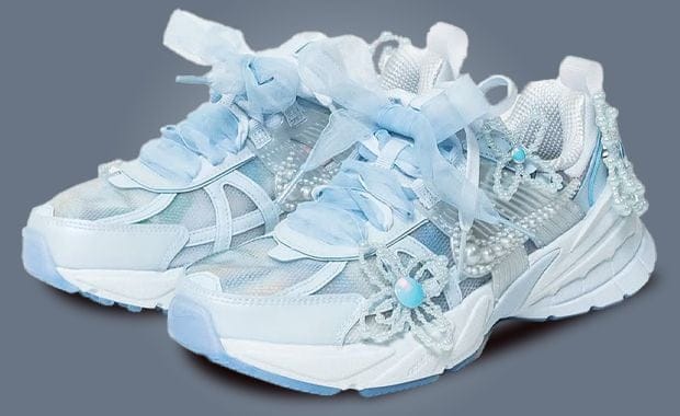 Susan Fang Dresses Up Nike V2K Run in Baby Blue Lace and Beads