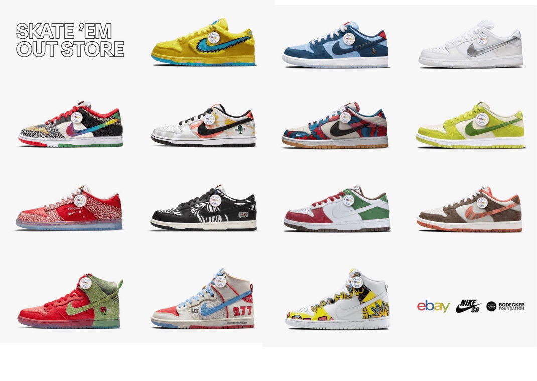 Selection Of Pairs Offered At The eBay x Nike SB Dunk Skate 'Em Out Store