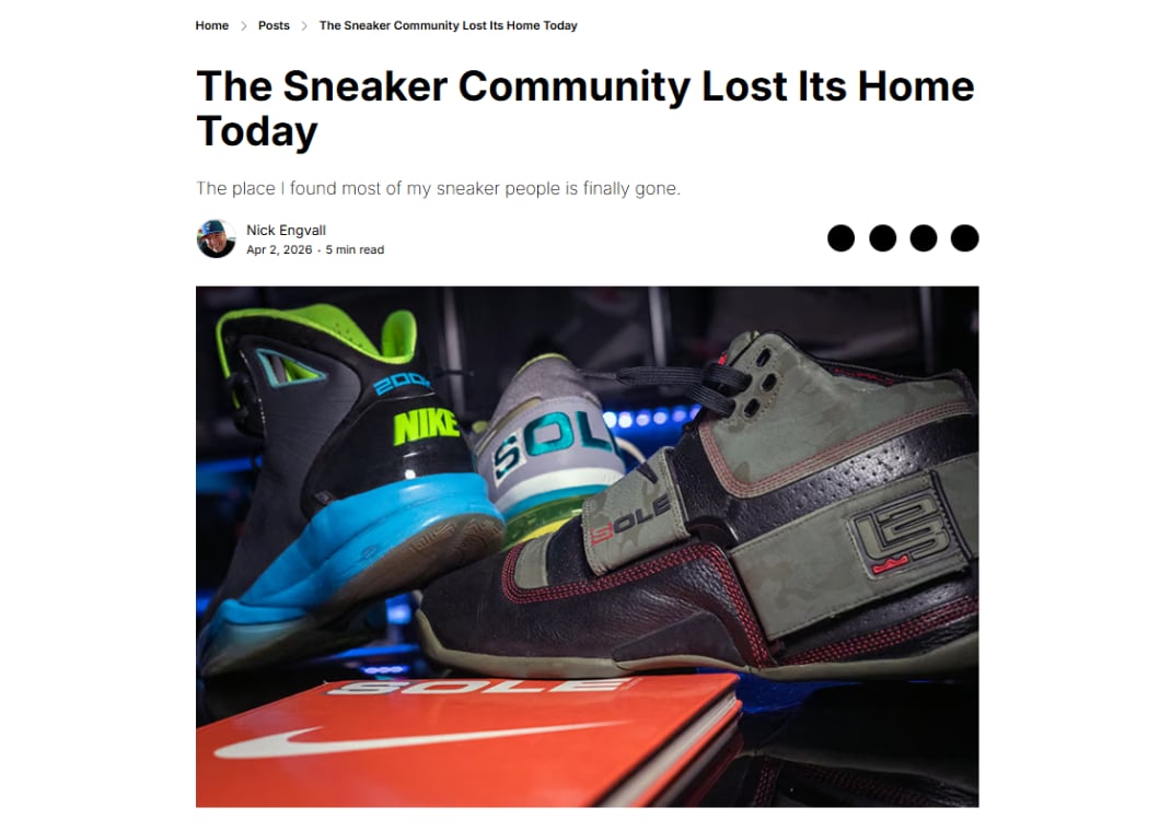 Nick Engvall's blog post on Sole Collector