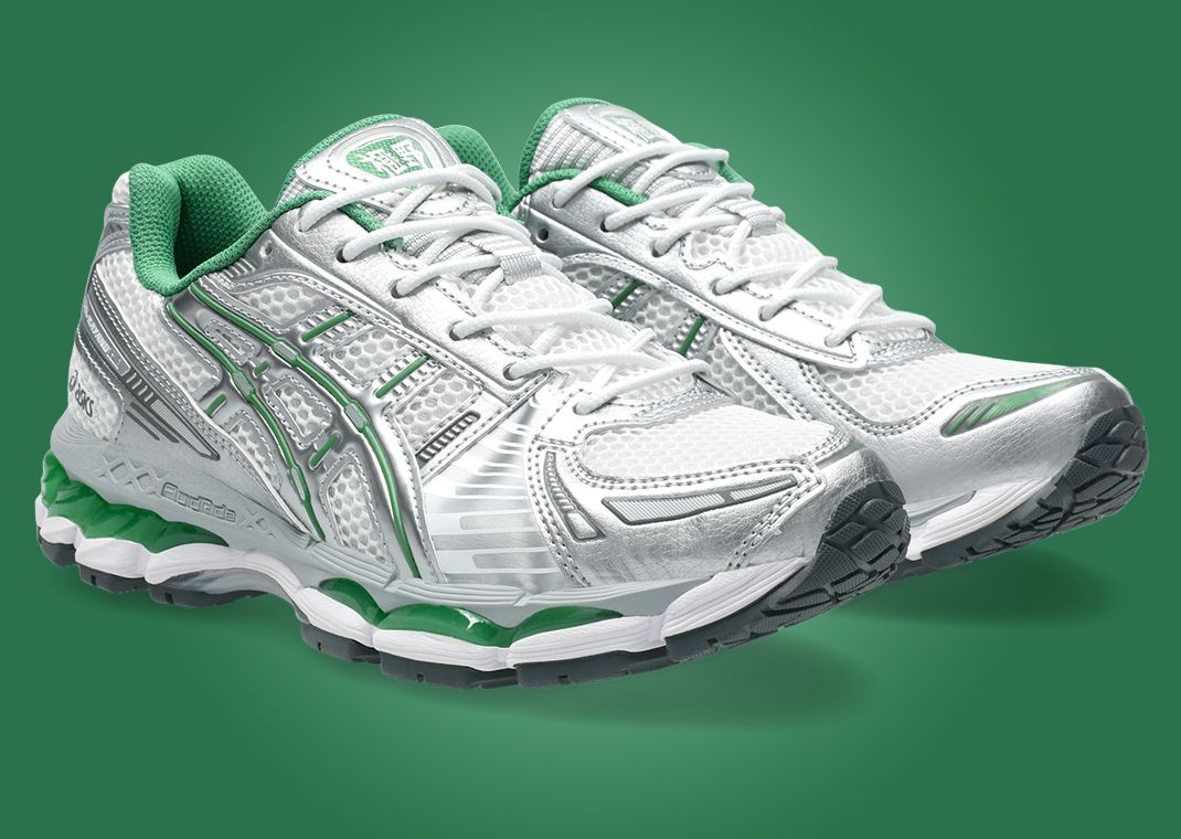 Asics Gel-Kayano 12.1 Metallic Silver Green Angle