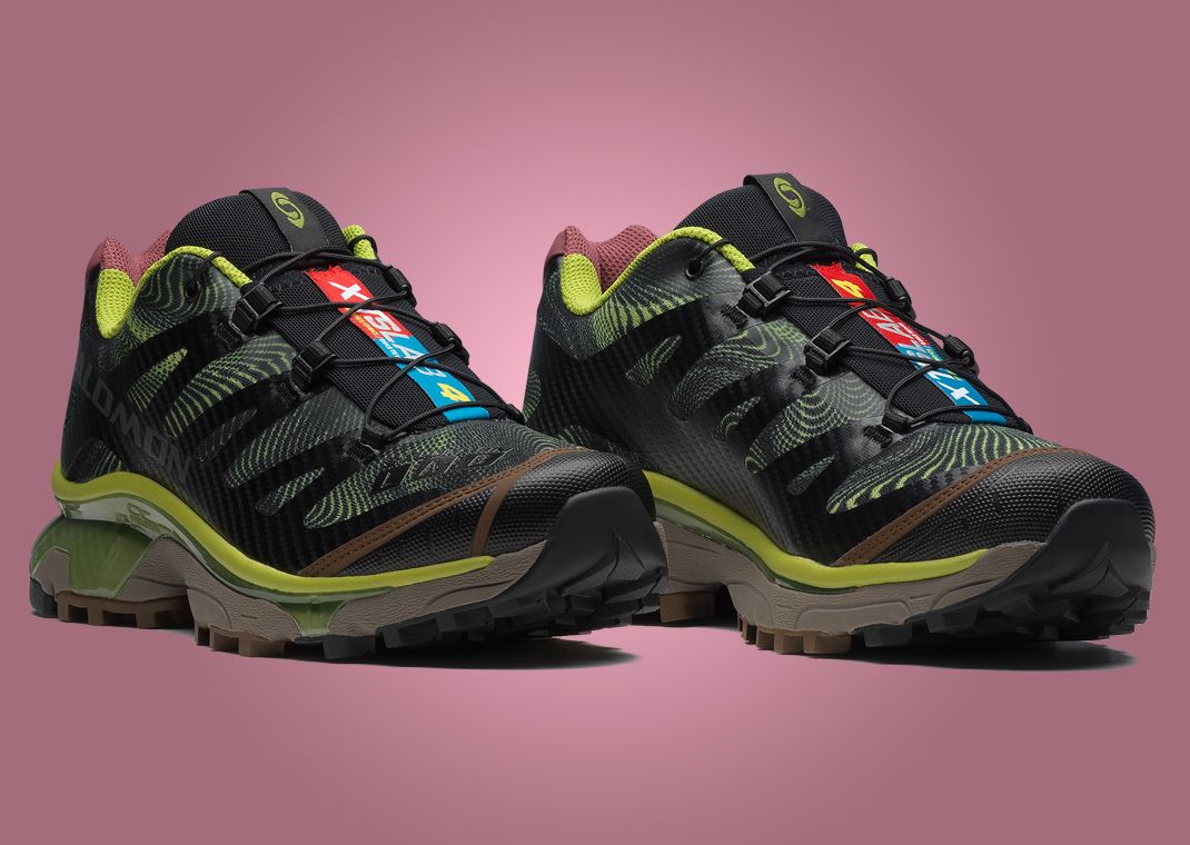 Salomon XT-4 OG Rave at Dawn Black Dark Citron Angle