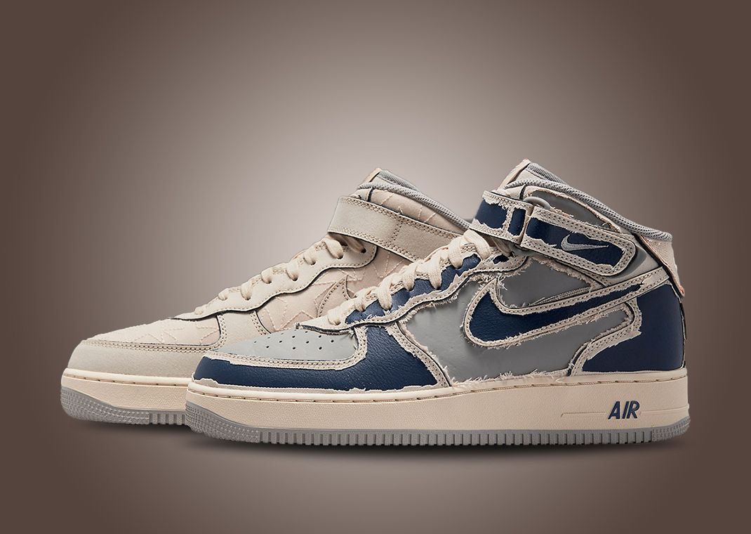 Nike Air Force 1 Mid Tear Away Beige Navy