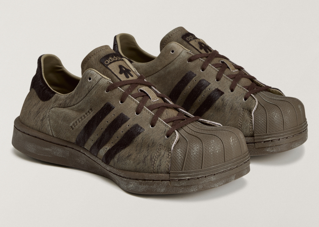 AVAVAV x adidas Shaved Pony Hair Superstar Brown - Angle