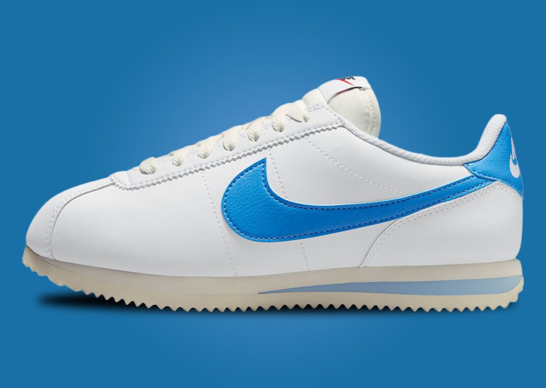 blue and white nike cortez