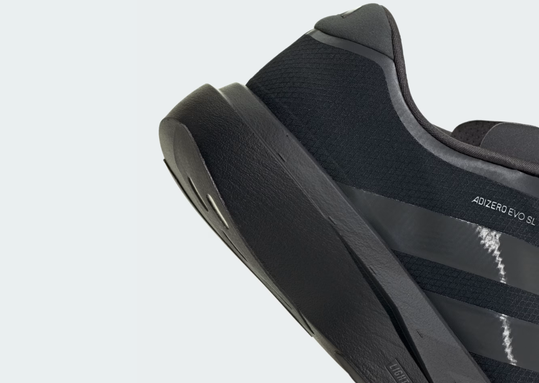 adidas Adizero Evo SL Zip Core Black - Heel Detail