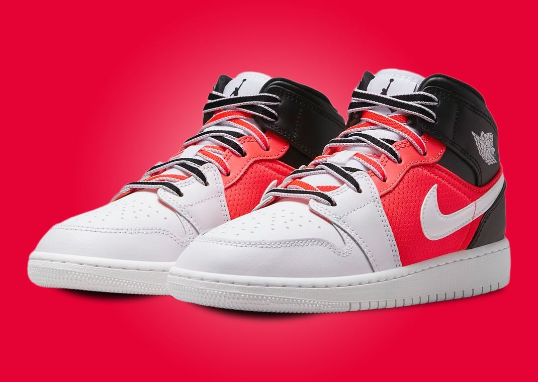 Red Black And White Clash On This Kids Exclusive Air Jordan 1 Mid SE