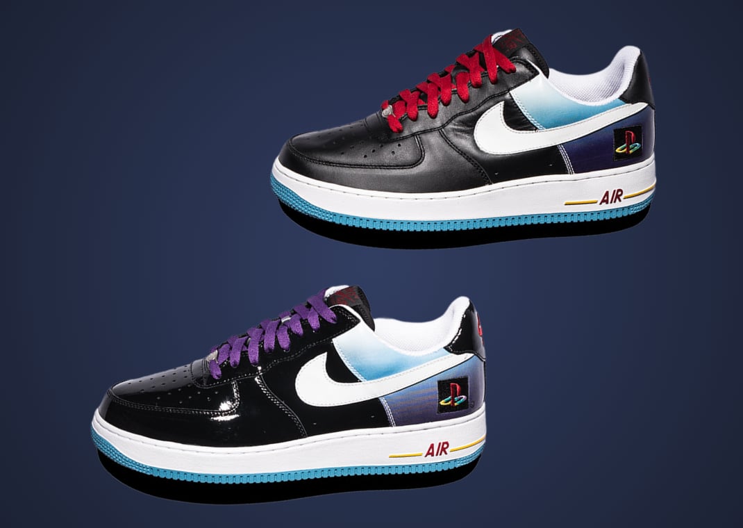 Unreleased sample of the PlayStation x Nike Air Force 1 Low (top) and 2006 version (bottom)