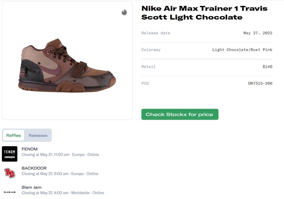 Travis Scott x Nike Air Trainer 1 Archaeo Brown Raffle Guide