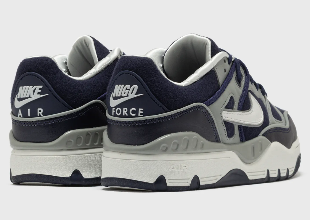 NIGO x Nike Air Force 3 Midnight Navy - Heel Angle