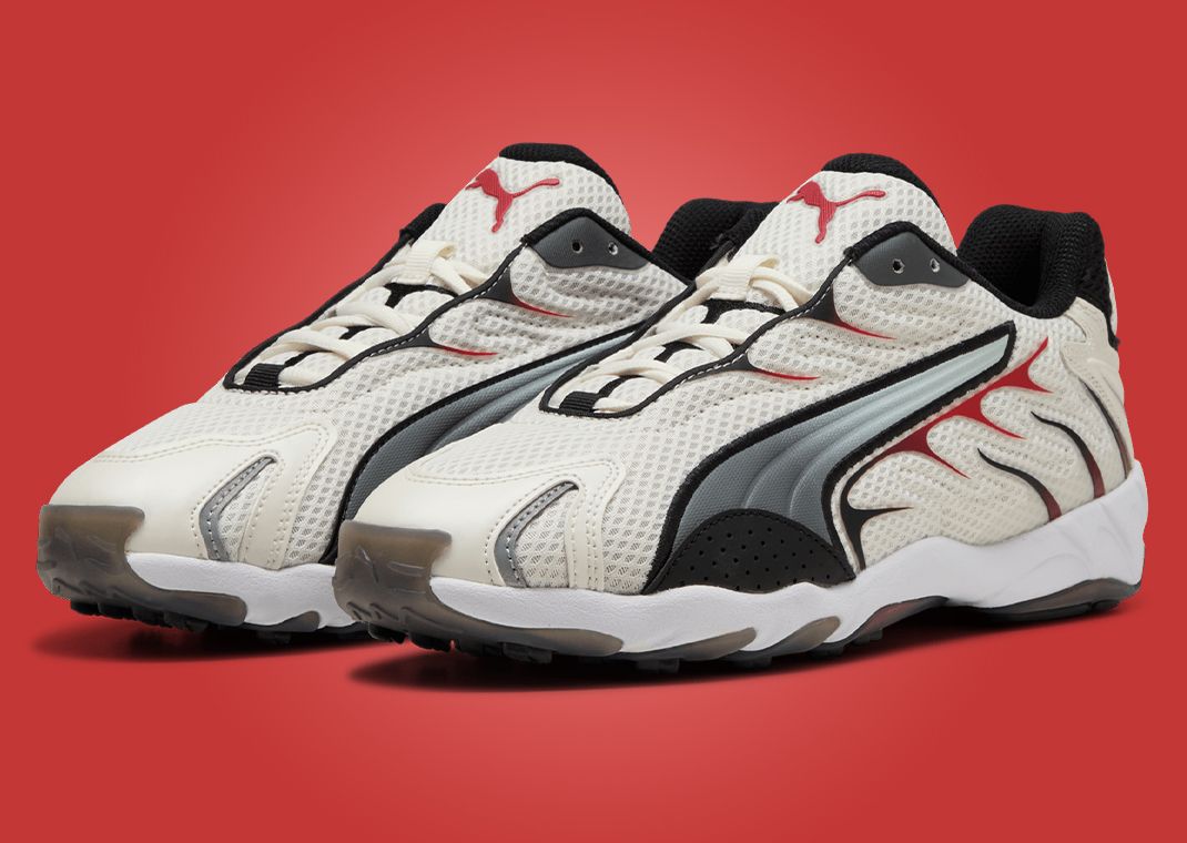 Puma Inhale White Black Red Angle