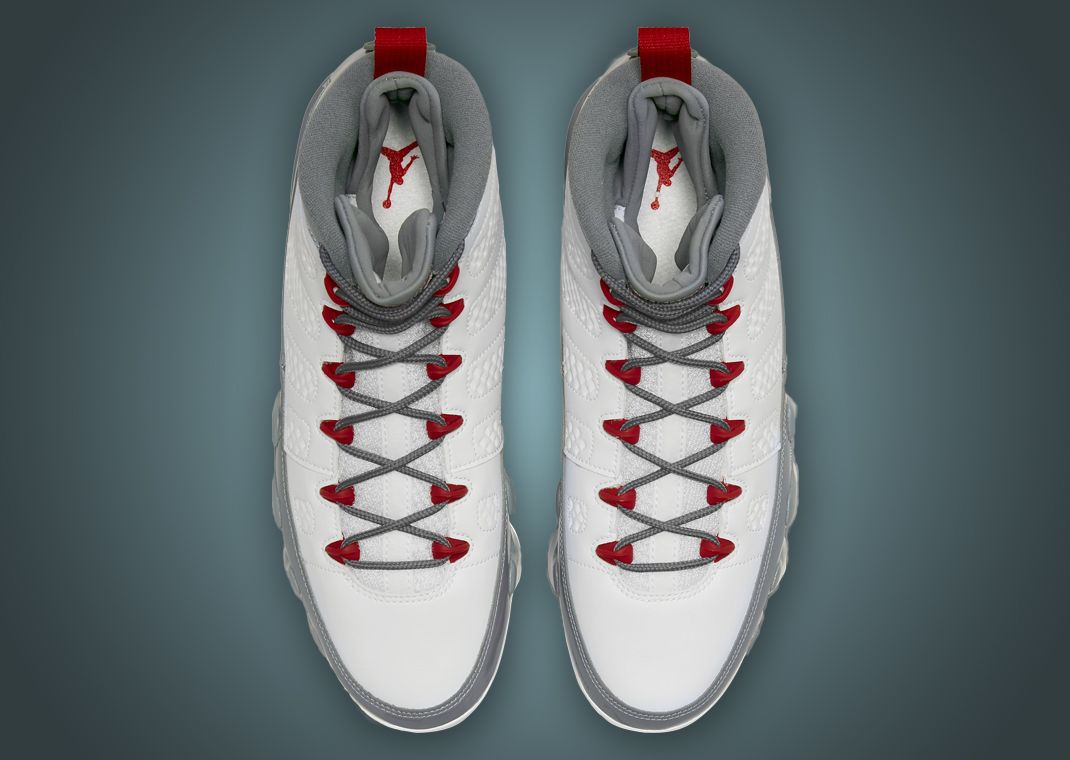 Fire Red And Cool Grey Accent This Air Jordan 9