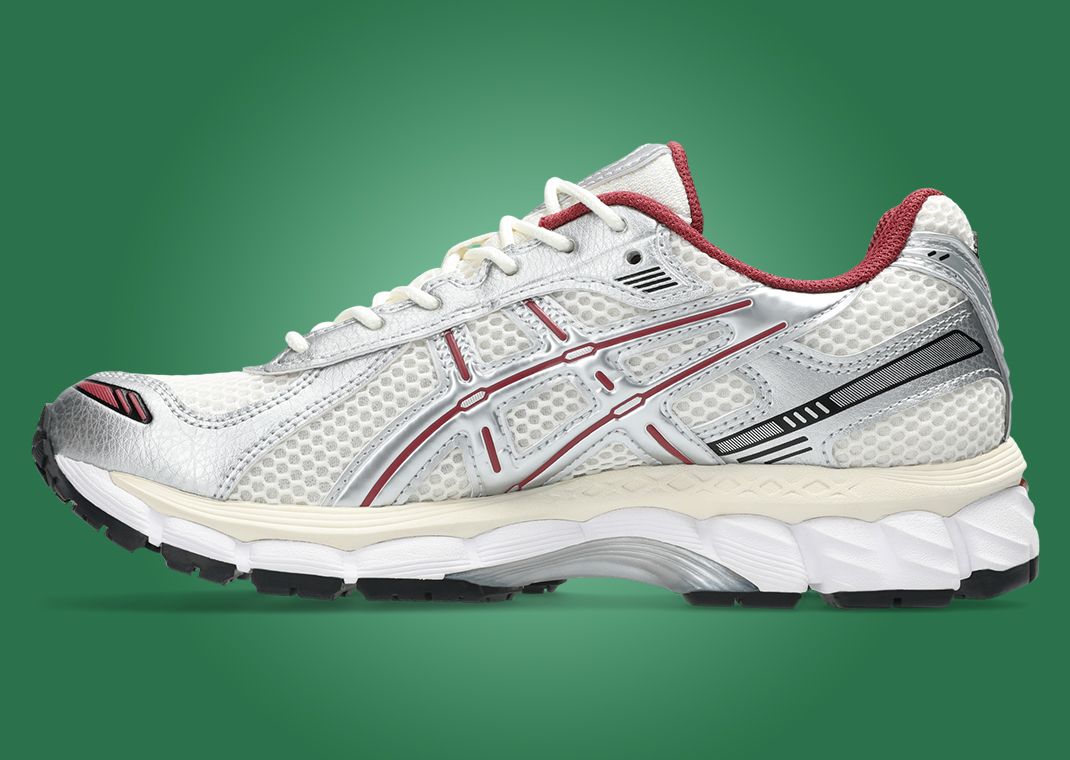 Asics Gel-Kayano 12.1 Metallic Silver Burgundy Medial